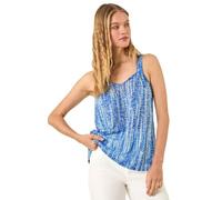 Roman Originals Burnout Stripe Print Vest Top for Women UK - Ladies Everyday Holiday Spring Summer V-Neckline Comfy Soft Evening Vacation Work Party - Blue - Size 12