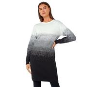 Roman Originals Button Detail Knitted Stretch Dress for Women UK - Ladies Everyday Autumn Winter Slash Neckline Comfy Soft Evening Vacation Work Party Night Out - Ivory Black - Size 20