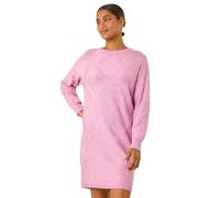Roman Originals Button Detail Knitted Stretch Dress for Women UK - Ladies Everyday Autumn Winter Slash Neckline Comfy Soft Evening Vacation Work Party Night Out - Pink Pearl - Size 16