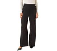 Roman Originals Button Pocket Full Length Trousers for Women UK - Ladies Everyday Autumn Winter Comfy Soft Evening Vacation Work Party Night Out - Black - Size 20