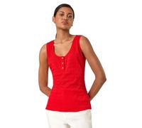 Roman Originals Buttoned Stretch Vest Top for Women UK - Ladies Everyday Holiday Spring Summer Round Neckline Comfy Soft Evening Vacation Work Party - Red - Size 18