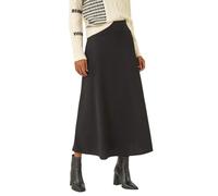 Roman Originals Cable Textured Stretch A-Line Skirt for Women UK - Ladies Everyday Autumn Winter Comfy Soft Evening Vacation Work Party Night Out - Black - Size 16