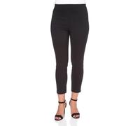 Roman Originals Capri Trousers for Women UK Cropped Pants with Pockets Ladies 3/4 Length Bengaline Stretch Legging Crop Pull On Tregging Elasticated Waist Work Office Slim - Black - Size 20