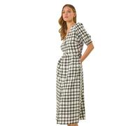 Roman Originals Check Button Midi Dress for Women UK - Ladies Everyday Holiday Spring Summer V-Neckline Comfy Soft Evening Vacation Work Party - Black - Size 18