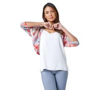 Roman Originals Chiffon Bolero Shrug Jacket for Women UK - Ladies Ruched Hem Cover Up Smart Formal Mesh Wrap Shimmer Cropped Blazer Wedding Guests Cardigan Cardi Crease Free - Orange - Size 18