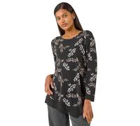 Roman Originals Chiffon Hem Top for Women UK - Ladies Asymmetric Hemline Stretchy Blouse Summer Spring Evening Vacation Work Holiday Short & Long Sleeve Smart Casual