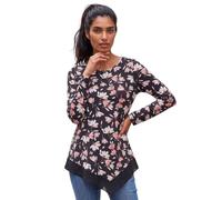 Roman Originals Chiffon Hem Top for Women UK - Ladies Asymmetric Hemline Stretchy Blouse Summer Spring Evening Vacation Work Holiday Short & Long Sleeve Smart Casual - Coral - Size 10