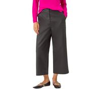 Roman Originals Coated Wide Leg Cropped Trouser for Women UK - Ladies Everyday Autumn Winter Comfy Soft Evening Vacation Work Party Night Out - Black - Size 14