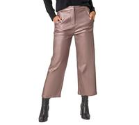 Roman Originals Coated Wide Leg Cropped Trouser for Women UK - Ladies Everyday Autumn Winter Comfy Soft Evening Vacation Work Party Night Out - Bronze - Size 18