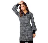 Roman Originals Collared Knitted Jumper Dress for Women UK - Ladies Everyday Autumn Winter Notch Neckline Comfy Soft Evening Vacation Work Party Night Out - Charcoal - Size 16