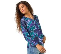 Roman Originals Collared Shirt - Ladies Long Sleeve Blouse Spring Everyday Summer Top Evening Vacation Work Holiday Long Sleeve Smart Casual - Navy Purple - Size 14