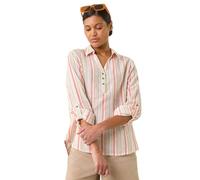 Roman Originals Collared Shirt - Ladies Long Sleeve Blouse Spring Everyday Summer Top Evening Vacation Work Holiday Long Sleeve Smart Casual - Orange - Size 18