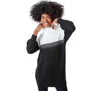 Roman Originals Colourblock Embellished Longline Jumper for Women UK - Ladies Autumn Everyday Winter Holiday Funnel Neckline Comfy Long Sleeve Soft Top Warm Sweaters - Black - Size 18