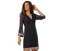 Roman Originals Contrast Sequin Cuff Dress for Women UK - Ladies Everyday Autumn Winter V-Neckline Comfy Soft Evening Vacation Work Party Night Out - Bronze - Size 10