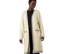 Roman Originals Contrast Stitch Longline Cardigan for Women UK - Ladies Everyday Autumn Winter Comfy Soft Evening Vacation Work Party Night Out - Beige - Size ONE