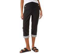 Roman Originals Contrast Stripe Cropped Stretch Trouser for Women UK - Ladies Everyday Holiday Spring Summer Comfy Soft Evening Vacation Work Party - Black - Size 20