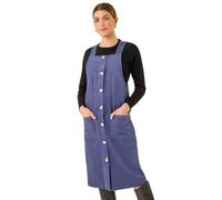 Roman Originals Corduroy Pinafore Midi Dress for Women UK - Ladies Everyday Autumn Winter Square Neckline Comfy Soft Evening Vacation Work Party Night Out - Rose - Size 16
