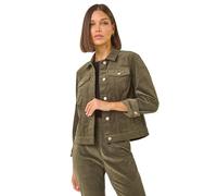 Roman Originals Corduroy Pocket Detail Stretch Jacket for Women UK - Ladies Everyday Autumn Winter Comfy Soft Evening Vacation Work Party Night Out - Khaki - Size 18