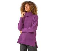 Roman Originals Cosy Feel Turtleneck Jumper for Women UK - Ladies Autumn Everyday Winter Holiday Long Sleeve Soft Ribbed Cuffs Comfy Soft Warm Sweaters - Purple - Size 16