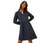 Roman Originals Cotton Blend Denim Shirt Dress for Women UK - Ladies Everyday Autumn Winter V-Neckline Comfy Soft Evening Vacation Work Party Night Out - Black - Size 18