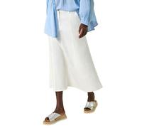 Roman Originals Cotton Denim Panelled Midi Skirt for Women UK - Ladies Everyday Autumn Winter Comfy Soft Evening Vacation Work Party Night Out - White - Size 20