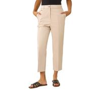 Roman Originals Cotton Stretch Cropped Trouser for Women UK - Ladies Everyday Holiday Spring Summer Comfy Soft Evening Vacation Work Party - Stone - Size 18
