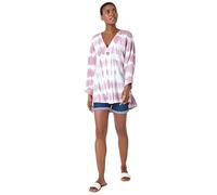 Roman Originals Cotton Tie Dye Button Detail Top for Women UK - Ladies Everyday Holiday Spring Summer V-Neckline Comfy Soft Evening Vacation Work Party - Mauve - Size 20