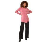 Roman Originals Cowl Neck Buttoned Top for Women UK - Ladies Everyday Autumn Winter Comfy Soft Evening Vacation Work Party Night Out - Coral - Size 12