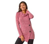 Roman Originals Cowl Neck Buttoned Top for Women UK - Ladies Everyday Autumn Winter Comfy Soft Evening Vacation Work Party Night Out - Red - Size 12