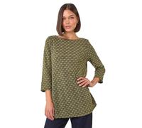 Roman Originals Crochet Knit Tunic Stretch Top for Women UK - Ladies Everyday Autumn Winter Slash Neckline Comfy Soft Evening Vacation Work Party Night Out - Khaki - Size 18