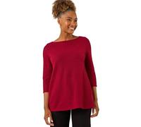 Roman Originals Crochet Knit Tunic Stretch Top for Women UK - Ladies Everyday Autumn Winter Slash Neckline Comfy Soft Evening Vacation Work Party Night Out - Red - Size 20