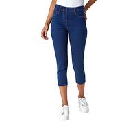 Roman Originals Cropped Jeggings for Women UK Ladies Capri Stretchy Jeans Denim Legging Cotton Summer Trouser Three Quarter 3/4 Length Pull On Cut Off High Waist Smart - Indigo - Size 12