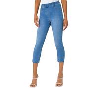 Roman Originals Cropped Jeggings for Women UK Ladies Capri Stretchy Jeans Denim Legging Cotton Summer Trouser Three Quarter 3/4 Length Pull On Cut Off High Waist Smart - Denim Blue - Size 10