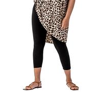 Roman Originals Cropped Legging for Women UK Ladies Capri Pants Stretch Crop Trouser Yoga Gym Shorts Cotton Elasticated High Waist 3/4 Length Sports Workout Regular Plus Size - Plus Black - Size 22