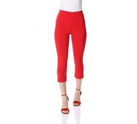 Roman Originals Cropped Trousers for Women UK Ladies Capri Leggings Summer Pants Short Crop Stretch 3/4 Length Three Quarter Pedal Pusher Clothes Elasticated Bengaline Cut Off - Red - Size 12