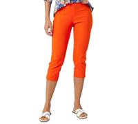 Roman Originals Cropped Trousers For Women UK Ladies Capri Leggings Summer Pants Short Crop Stretch 3/4 Length Three Quarter Pedal Pusher Clothes Elasticated Bengaline Cut Off - Burnt Orange - Size 14
