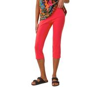 Roman Originals Cropped Trousers for Women UK Ladies Capri Leggings Summer Pants Short Crop Stretch 3/4 Length Three Quarter Pedal Pusher Clothes Elasticated Bengaline Cut Off - Plain Coral - Size 14