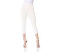 Roman Originals Cropped Trousers for Women UK Ladies Capri Leggings Summer Pants Short Crop Stretch 3/4 Length Three Quarter Pedal Pusher Clothes Elasticated Bengaline Cut Off - Ivory - Size 10