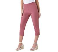 Roman Originals Cropped Trousers for Women UK Ladies Capri Leggings Summer Pants Short Crop Stretch 3/4 Length Three Quarter Pedal Pusher Clothes Elasticated Bengaline Cut Off - Dusky Pink - Size 12