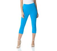 Roman Originals Cropped Trousers for Women UK Ladies Capri Leggings Summer Pants Short Crop Stretch 3/4 Length Three Quarter Pedal Pusher Clothes Elasticated Bengaline Cut Off - Azure Blue - Size 18
