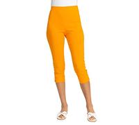 Roman Originals Cropped Trousers for Women UK Ladies Capri Leggings Summer Pants Short Crop Stretch 3/4 Length Three Quarter Pedal Pusher Clothes Elasticated Bengaline Cut Off - Amber - Size 18