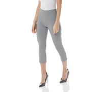 Roman Originals Cropped Trousers for Women UK Ladies Capri Leggings Summer Pants Short Crop Stretch 3/4 Length Three Quarter Pedal Pusher Clothes Elasticated Bengaline Cut Off - Light Grey - Size 12