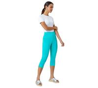 Roman Originals Cropped Trousers for Women UK Ladies Capri Leggings Summer Pants Short Crop Stretch 3/4 Length Three Quarter Pedal Pusher Clothes Elasticated Bengaline Cut Off - Teal - Size 12
