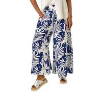 Roman Originals Culotte Trousers for Women UK - Ladies Wide Leg Cropped Pants Tie Detail Bottoms Vintage Retro Smart Flared Slimming High Waist 1940s Party Regular - Royal Blue White - Size 12