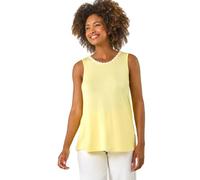 Roman Originals Daisy Neck Trim Vest Top for Women UK - Ladies Everyday Autumn Winter Round Neckline Comfy Soft Evening Vacation Work Party Night Out - Yellow - Size 12