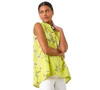 Roman Originals Daisy Print V-Neck Vest for Women UK - Ladies Everyday Holiday Spring Summer V-Neckline Comfy Soft Evening Vacation Work Party - Lime - Size M