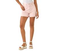Roman Originals Denim Shorts with Pockets for Women UK Ladies Mom Jeans Boyfriend Boy High Waisted Turned Frayed Hem Stretchy Cotton Casual Slim Skinny Pants Mother Holiday - Light Pink - Size 12