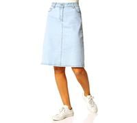 Roman Originals Denim Skirt with Pockets for Women UK - Ladies Jean Skirts Cotton Stretch Mid Wash Fitted A Line Casual Smart Work Office Knee Length Flattering Slimming - Light Blue - Size 18