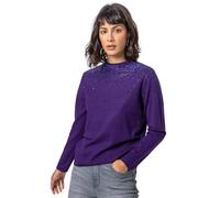 Roman Originals Diamante Sequin Jumper for Women UK Ladies Sparkly Glitter Sweater Embellished Smart Casual Autumn Winter Long Sleeve Round Neck Knitwear Knitted Pullover - Purple - Size 12