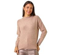 Roman Originals Diamante Sequin Jumper for Women UK Ladies Sparkly Glitter Sweater Embellished Smart Casual Autumn Winter Long Sleeve Round Neck Knitwear Knitted Pullover - Pale Pink - Size 14